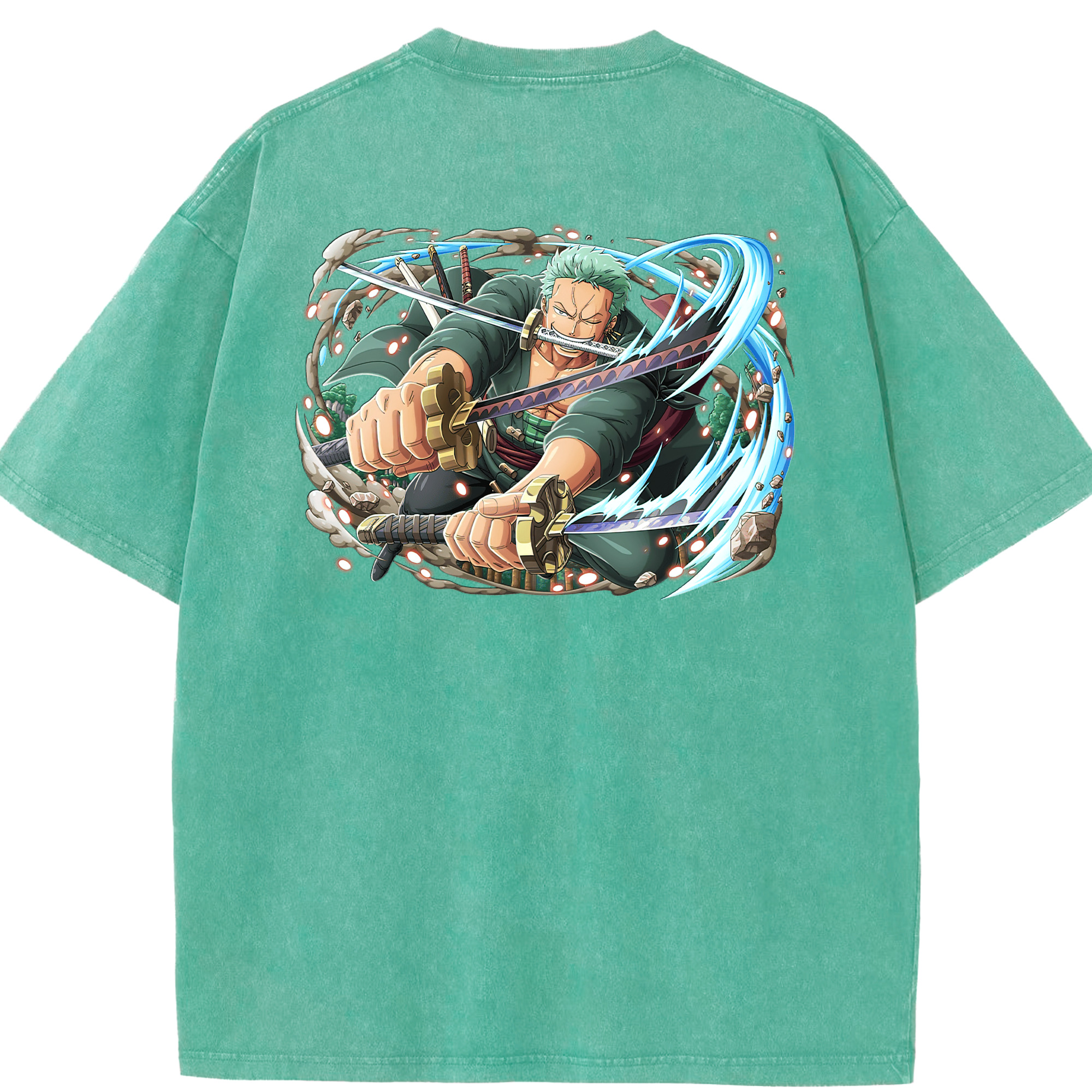 ワンピース ロロノア・ゾロ ONE PIECE Roronoa Zoro 綿100% ヴィンテージ風 半袖Tシャツ（背面プリント）